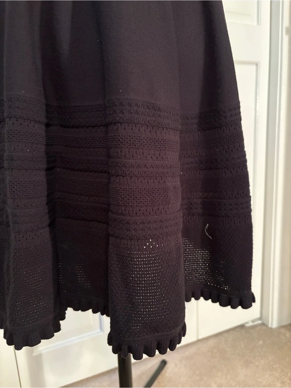 kate spade Black Long-Sleeve Fit-and-Flare Knit Dress Size M